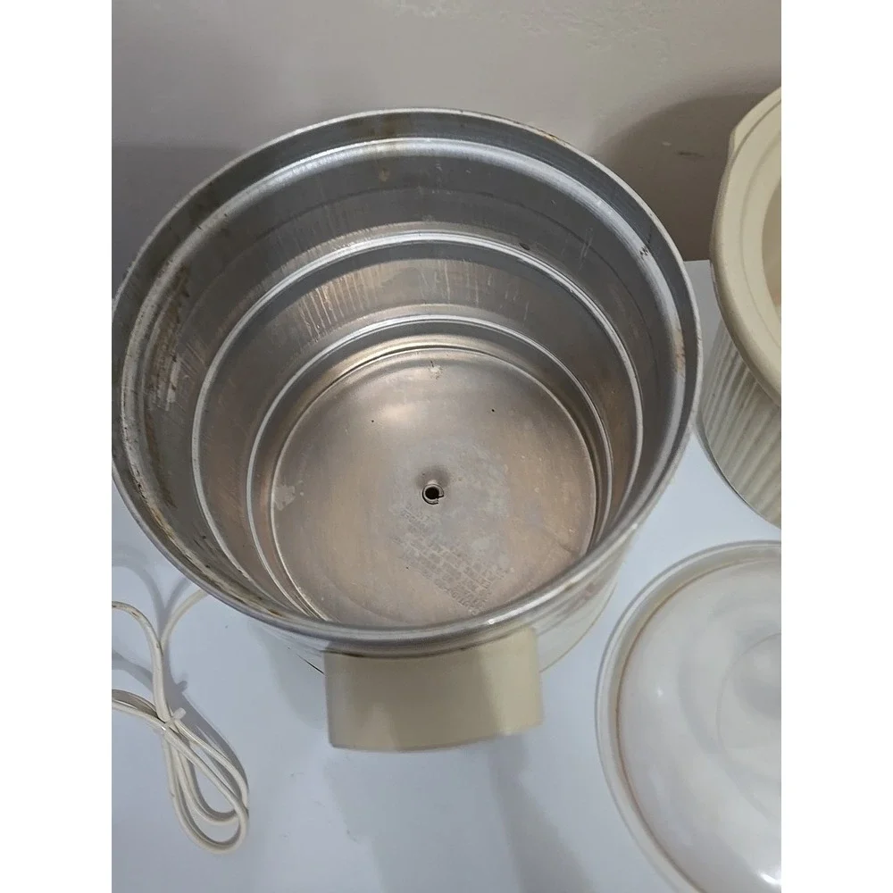 VTG Rival Crock Pot 3.5 Qt Slow Cooker 3150 Tested Working w/ Lid Stone White